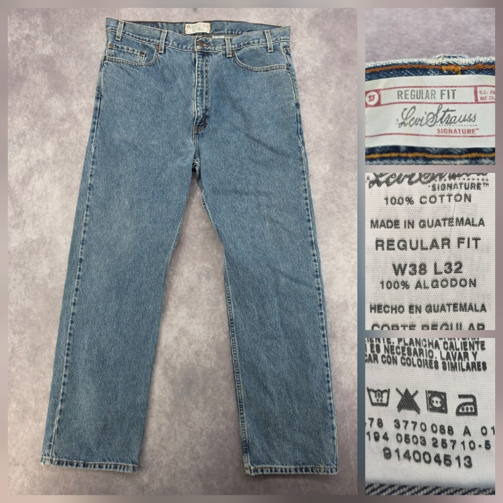 Vintage Levi Strauss Jeans Mens 38x32 Regular Fit Medium Wash Blue Denim Y2K